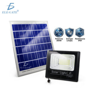 Reflector LED Solar 300W para Exterior con Panel Solar y Control Remoto