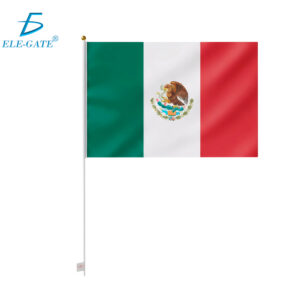 Bandera de México 30x45 cm 🇲🇽 | Tela Resistente con Mástil de Plástico Suave y Tope Dorado