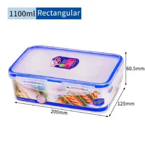 Contenedor Rectangular Transparente de 1100 ml con Tapa
