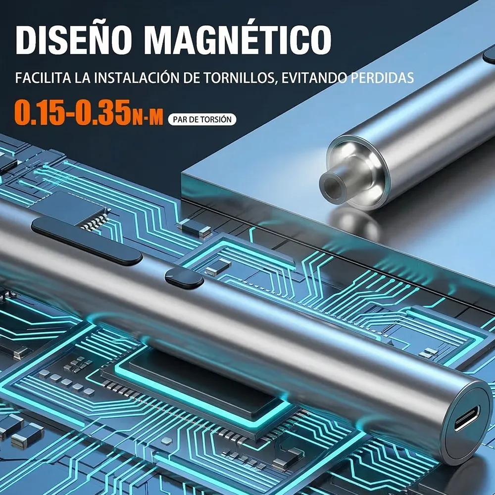 Destornillador Eléctrico Inalámbrico 33 en 1 con 24 Puntas de Precisión y Luz LED - Imagen 2