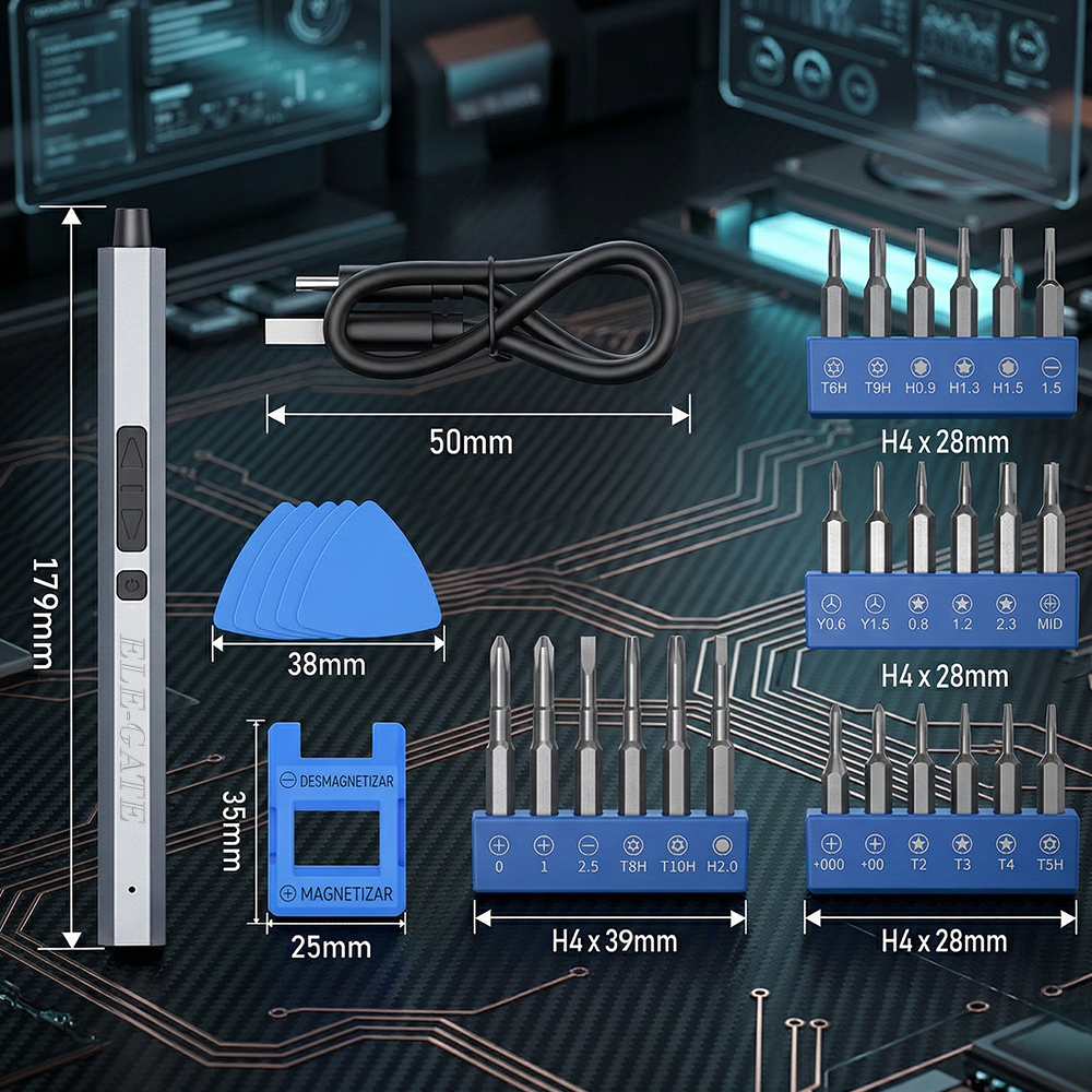 Destornillador Eléctrico Inalámbrico 33 en 1 con 24 Puntas de Precisión y Luz LED - Image 5