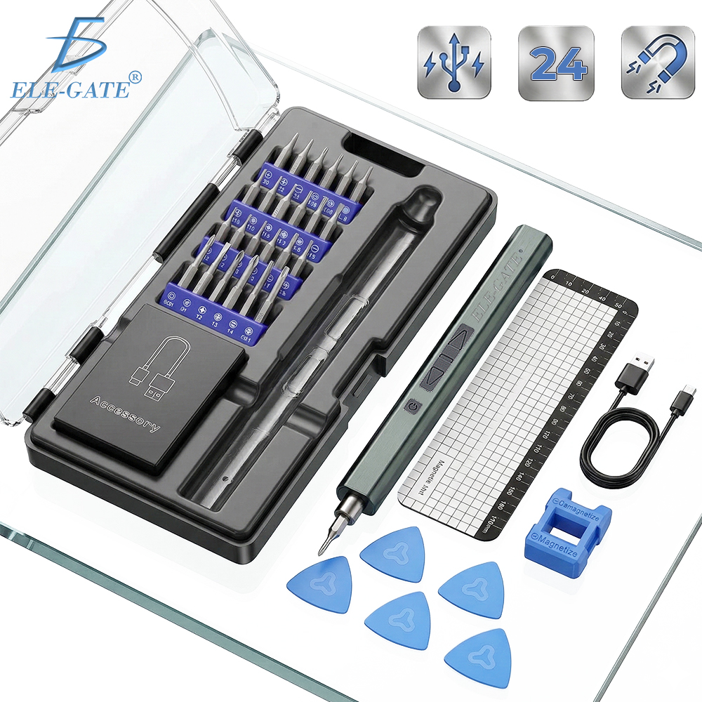 Destornillador Eléctrico Inalámbrico 33 en 1 con 24 Puntas de Precisión y Luz LED
