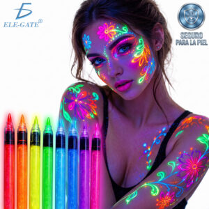 Kit de 8 plumones UV neón para rostro y cuerpo