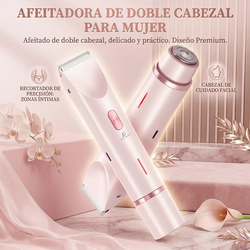 Rasuradora Electrica 2 en 1 Corporal y Facial, Recortadora de Bikini Impermeable IPX7, Carga USB Type-C - Imagen 3