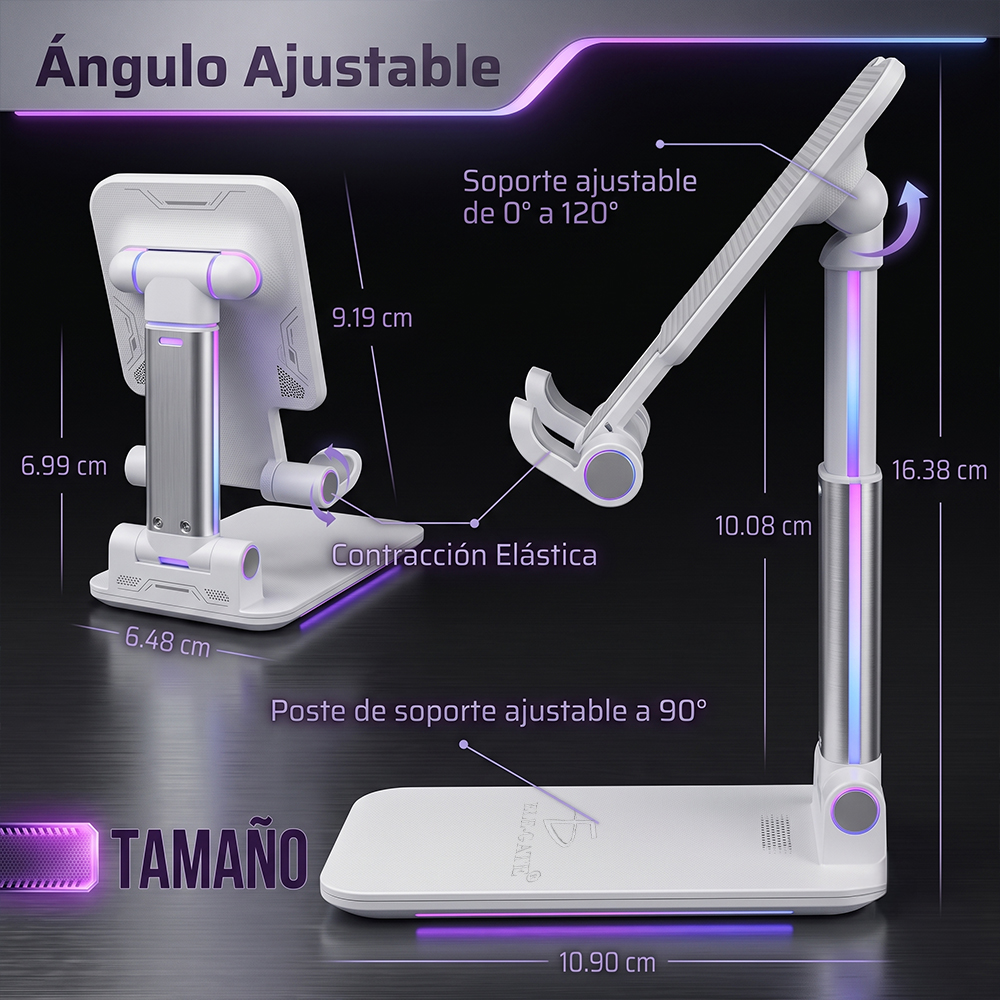 Soporte Celular Escritorio Telescópico Plegable Ajustable Altura Ángulo Antideslizante Base Estable - Image 5