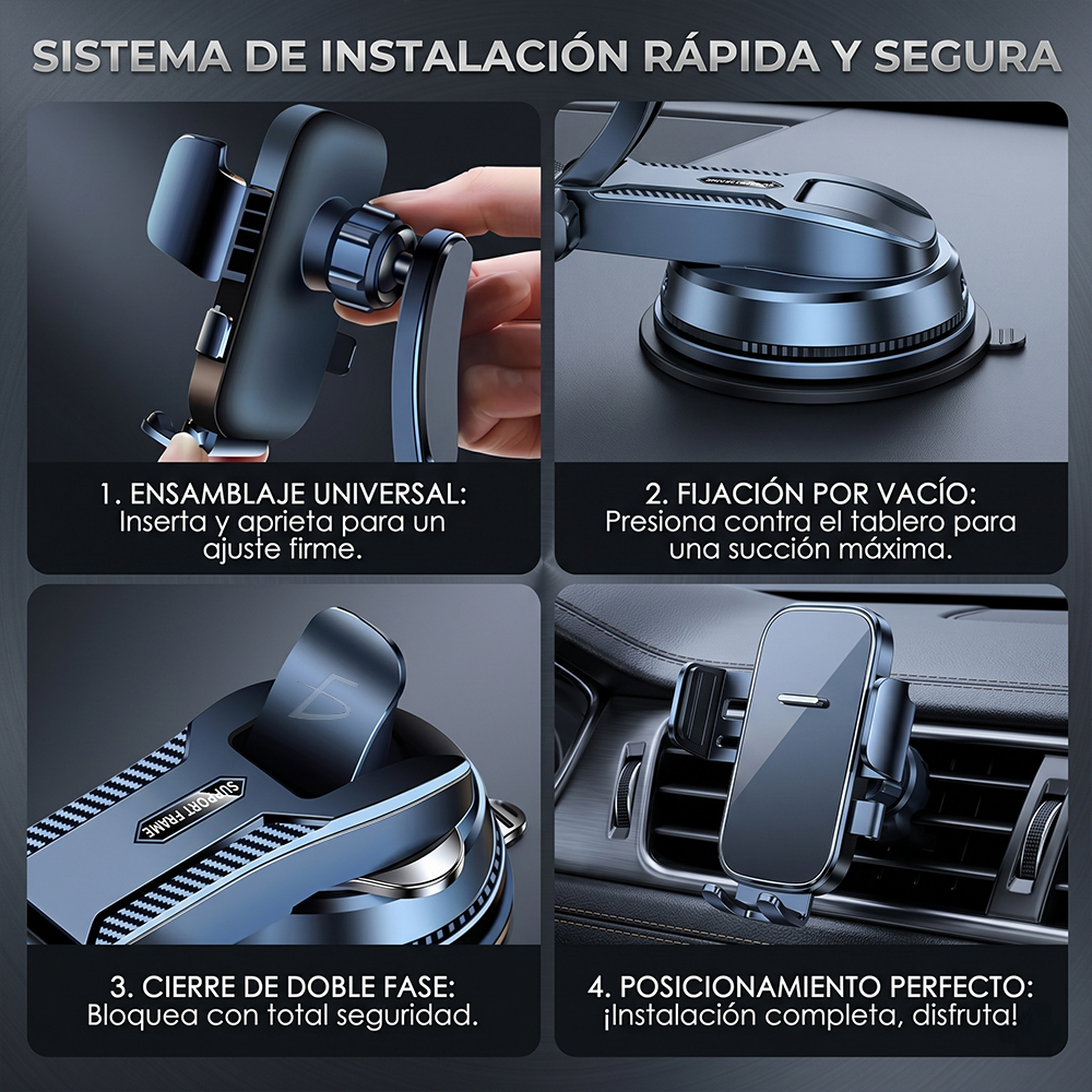 Soporte para Celular Auto 980° con Ventosa Ultra Fuerte, Giro 360° y Bloqueo Automático - Image 3