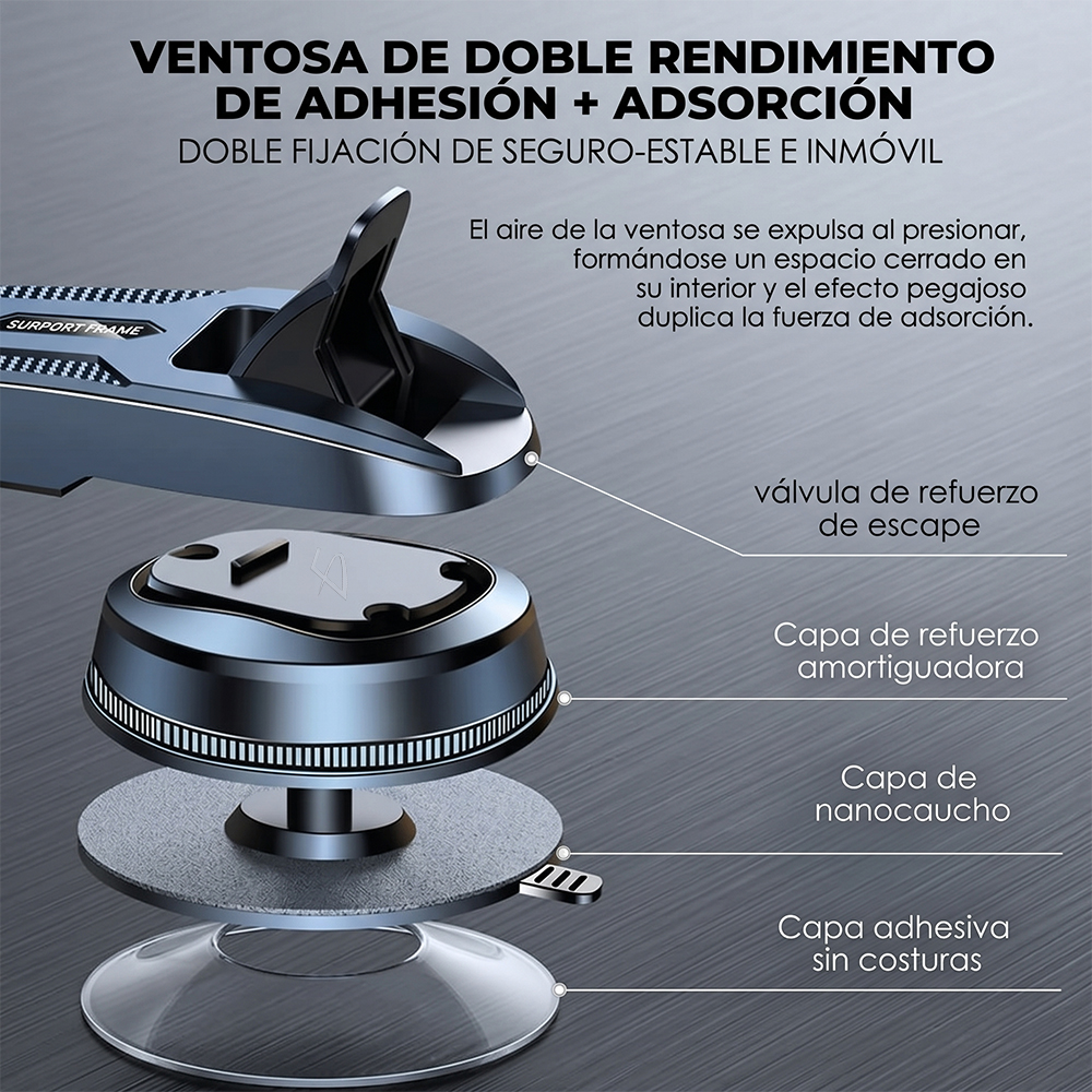 Soporte para Celular Auto 980° con Ventosa Ultra Fuerte, Giro 360° y Bloqueo Automático - Image 4