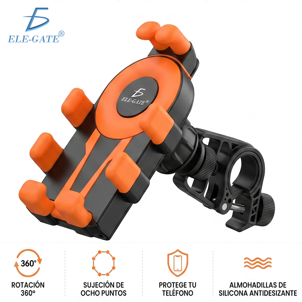 Soporte Celular para Moto y Bicicleta 360° Azul | Agarre 8 Puntos, Antivibración