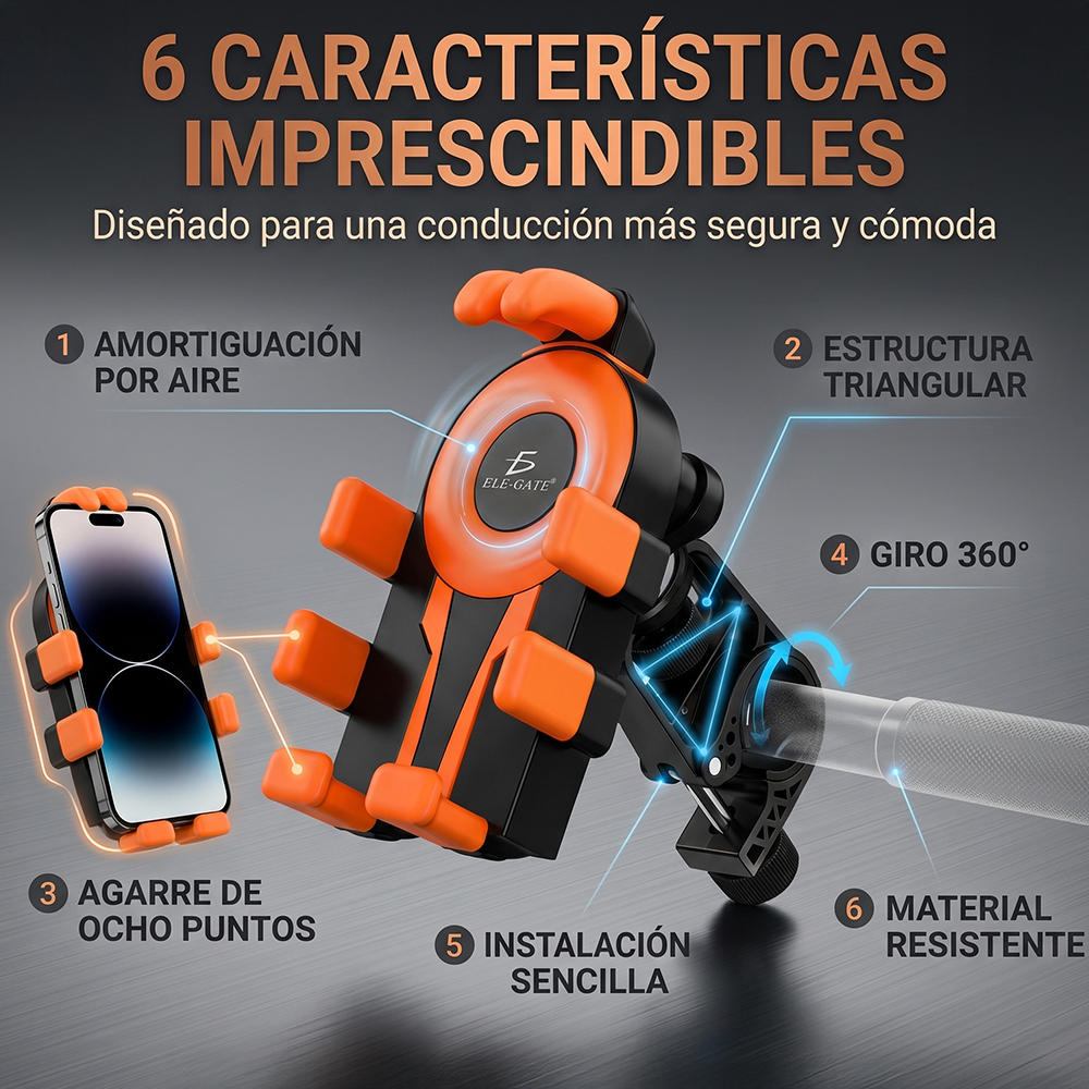 Soporte Celular para Moto y Bicicleta 360° Azul | Agarre 8 Puntos, Antivibración - Image 2