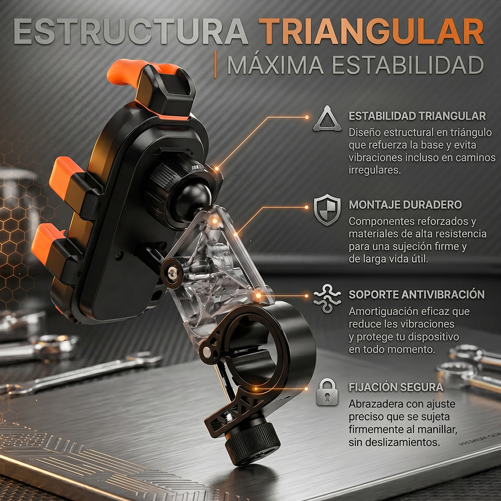 Soporte Celular para Moto y Bicicleta 360° Azul | Agarre 8 Puntos, Antivibración - Image 3