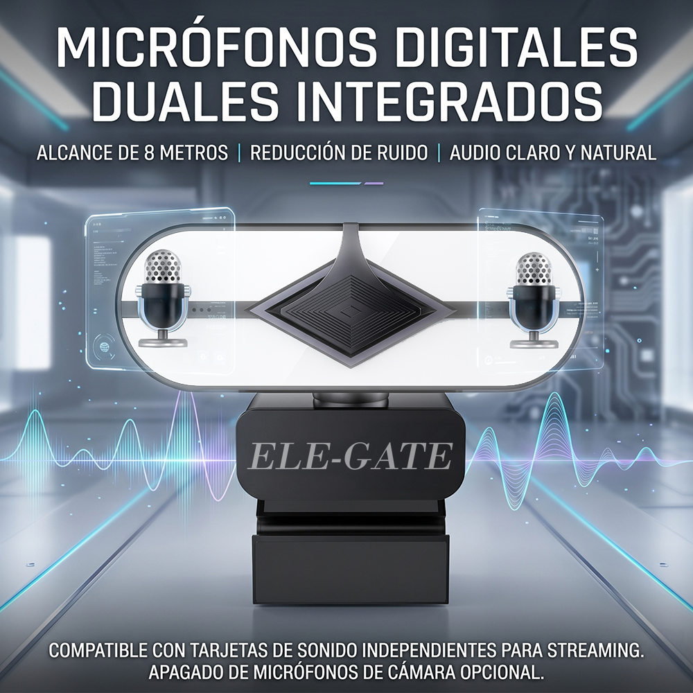 Cámara Web USB 4K Type-C+USB con Luz LED Micrófono Dual Tapa de Privacidad y Plug & Play - Image 2
