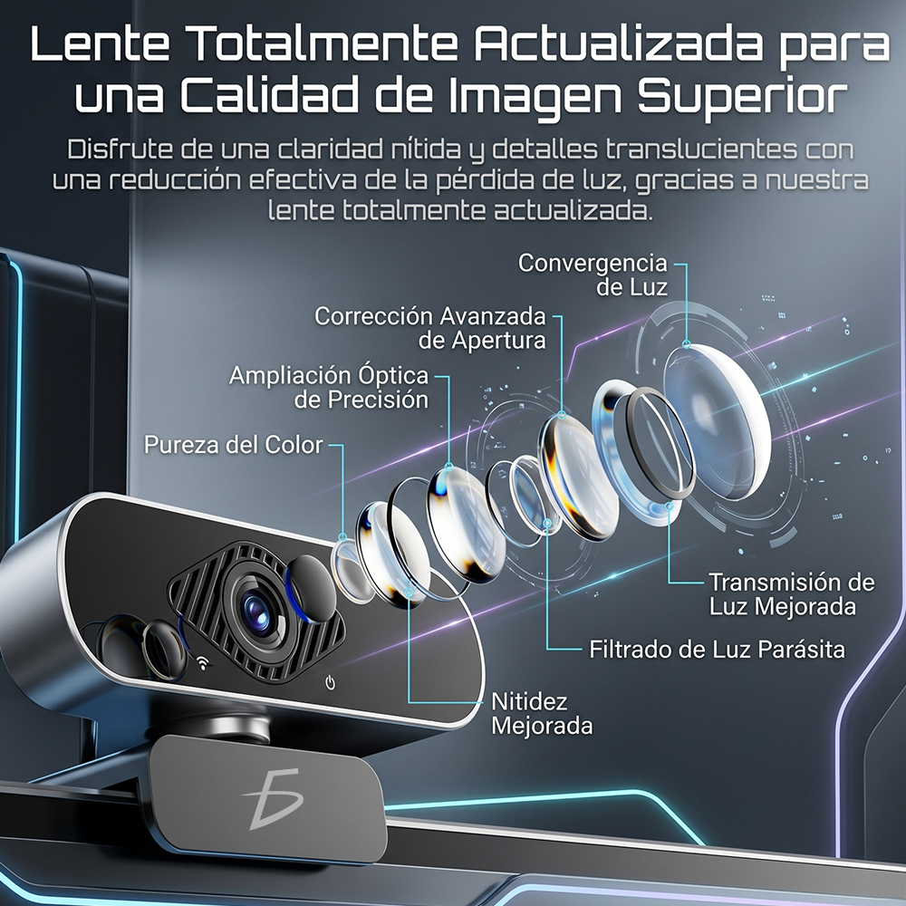 Cámara Web Inteligente 2K con Micrófono HD Tipo C+USB Autoenfoque - Image 4