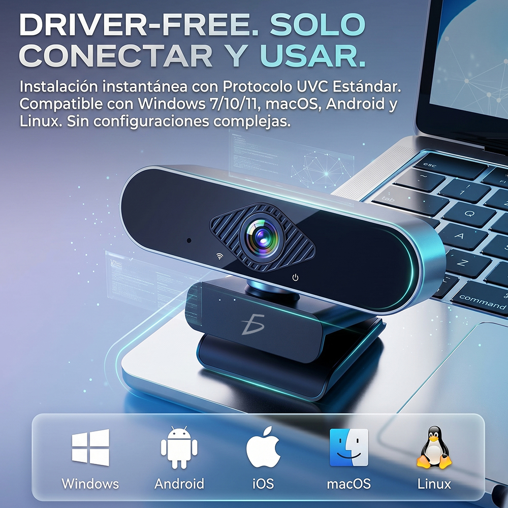 Cámara Web Inteligente 2K con Micrófono HD Tipo C+USB Autoenfoque - Image 5