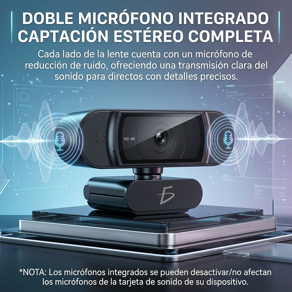 Webcam Ultra HD 4K Tipo C+USB con Doble Micrófono - Image 6