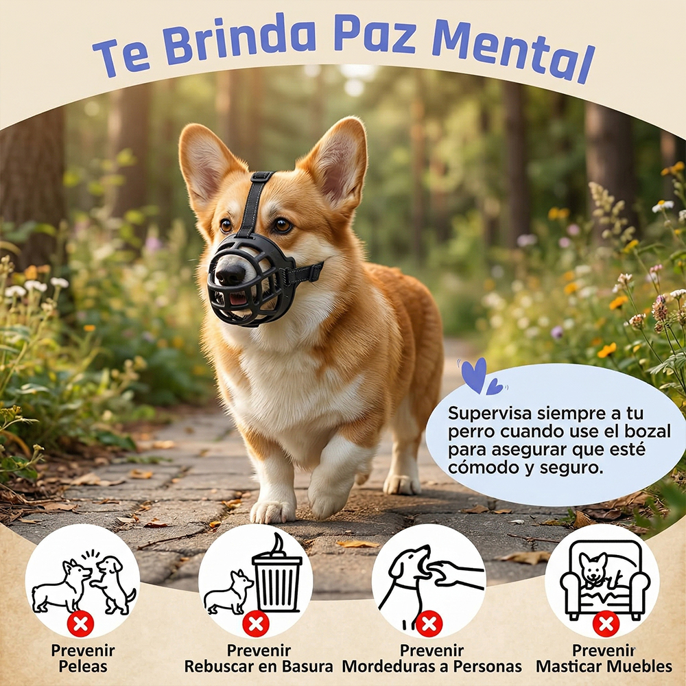 Bozal de Canasta para Perros - Evita Ladridos, Mordeduras talla M - Image 4