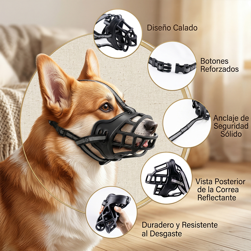 Bozal de Canasta para Perros - Evita Ladridos, Mordeduras talla M - Image 3