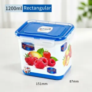 Contenedor Rectangular Transparente de 1200 ml con Tapa