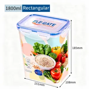 Contenedor Rectangular Transparente de 1800 ml con Tapa