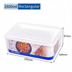 Contenedor Rectangular Transparente de 2600 ml con Tapa