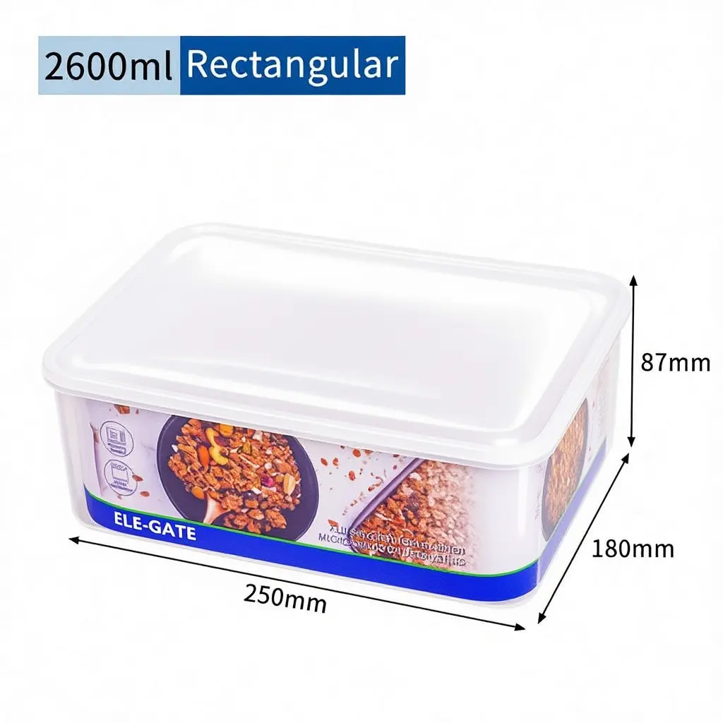 Contenedor Rectangular Transparente de 2600 ml con Tapa
