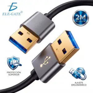 Cable USB-A Macho a Macho USB 3.0 de 2 m con Conectores Dorados