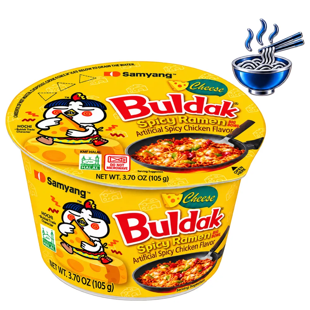 Ramen Picante Buldak Cheese Big Bowl, 105 g