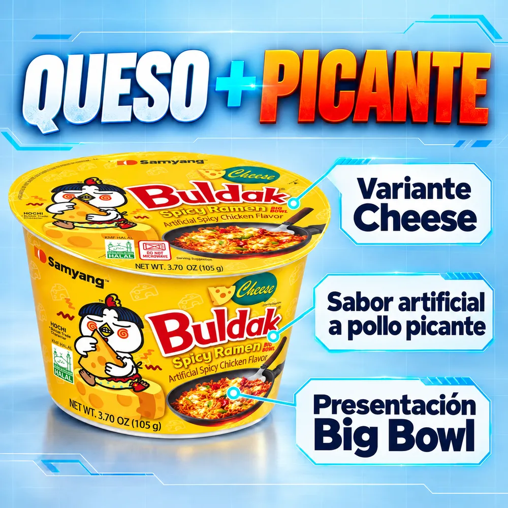 Ramen Picante Buldak Cheese Big Bowl, 105 g - Imagen 2