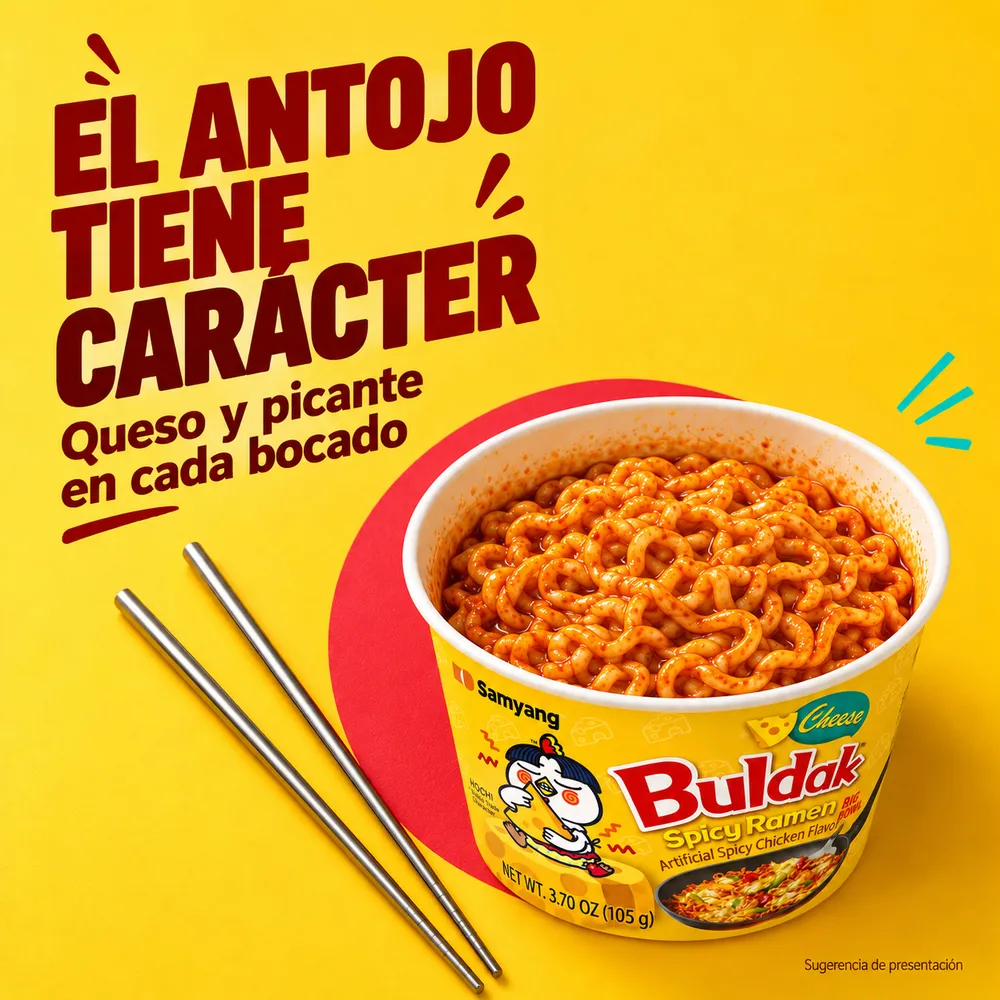 Ramen Picante Buldak Cheese Big Bowl, 105 g - Imagen 3