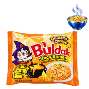 Ramen picante Buldak Quattro Cheese, 145 g