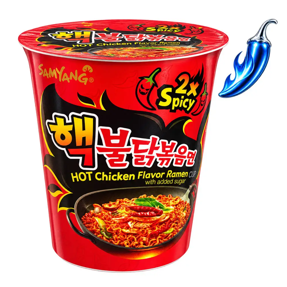 Ramen Buldak 2x Spicy sabor a pollo en vaso