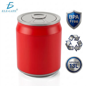 Bote de Basura Plástico 13L con Tapa de Presión Tipo Botella Diseño Tipo Lata de Refresc