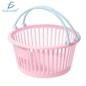 Canasta Plástica Rosa con Asas para Pinzas y Ropa Pequeña