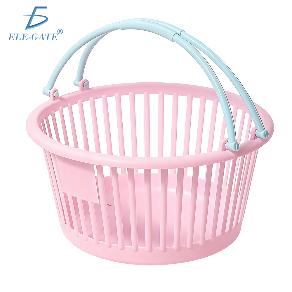 Canasta Plástica para Pinzas Rosa y Ropa Pequeña Cubeta Organizadora de Lavandería con Asas
