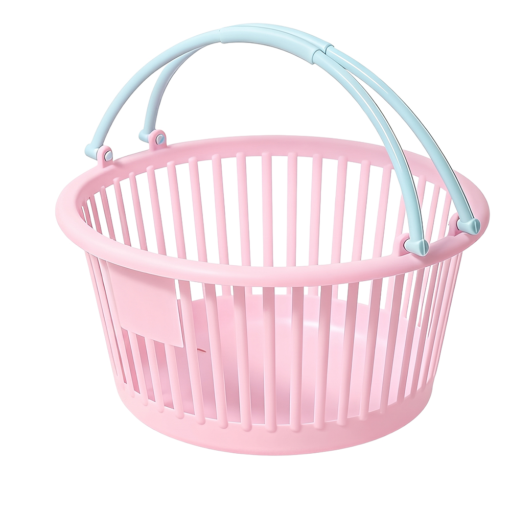 Canasta Plástica para Pinzas Rosa y Ropa Pequeña Cubeta Organizadora de Lavandería con Asas - Image 3