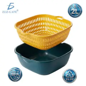 Recipiente con Colador 2.8 Litros para Lavar y Escurrir Carne Pescado y Semillas | Material Resistente PP