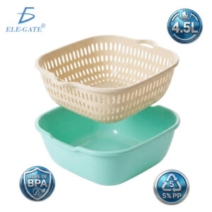 Recipiente con Colador 4.5 Litros para Lavar y Escurrir Verduras Carne Material Resistente PP