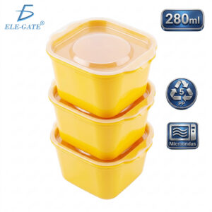 Set de 3 Envases Plásticos 280 ml PP5 Aptos para Microondas y Lavavajillas