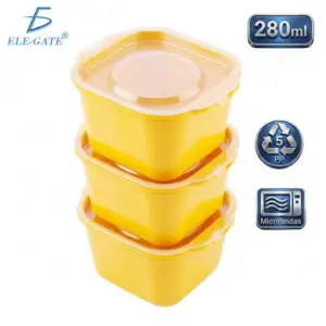 Set de 3 Envases Amarillos de 280 ml PP5 para Microondas