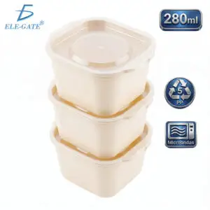 Set de 3 Envases Beige de 280 ml PP5 para Microondas