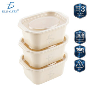 Paquete de 3 Envases Multiusos de 350 ml Aptos para para Alimentos en Colores Sólidos