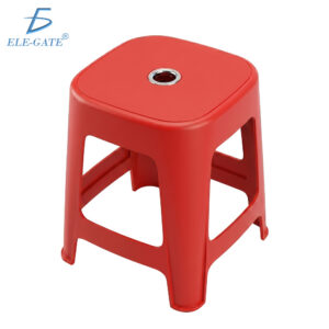 Banco de Plástico Rojo Resistente 37 cm, Banco Auxiliar Multiusos con Asiento