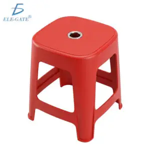 Banco de Plástico Rojo Resistente 37 cm, Banco Auxiliar Multiusos con Asiento