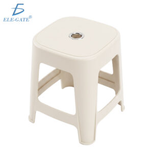 Banco de Plástico Beige Resistente 37 cm, Banco Auxiliar Multiusos
