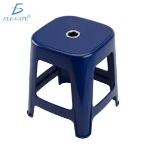 Banco de Plástico Azul Resistente 37 cm, Banco Auxiliar Multiusos con Asiento
