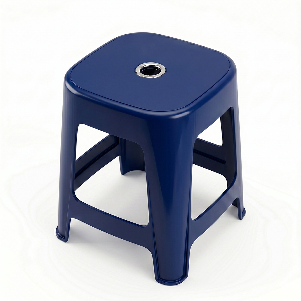 Banco de Plástico Azul Resistente 37 cm, Banco Auxiliar Multiusos con Asiento - Image 3