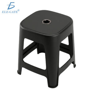 Banco de Plástico Negro Resistente 37 cm, Banco Auxiliar Multiusos con Asiento