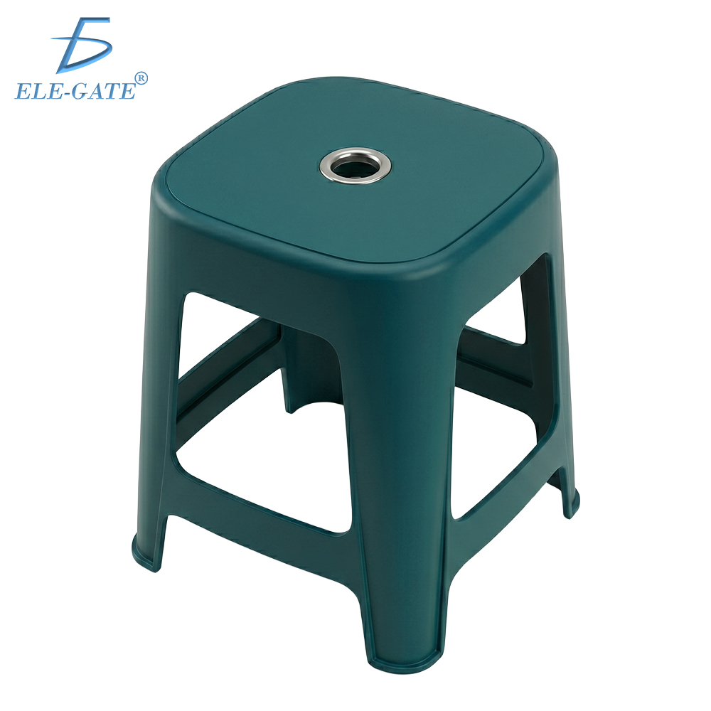 Banco de Plástico Verde Resistente 37 cm, Banco Auxiliar Multiusos con Asiento