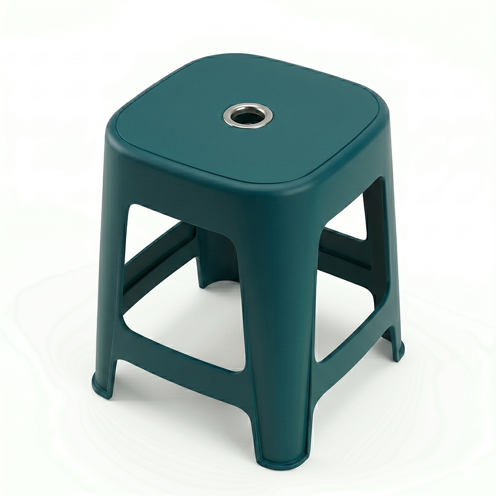 Banco de Plástico Verde Resistente 37 cm, Banco Auxiliar Multiusos con Asiento - Image 3