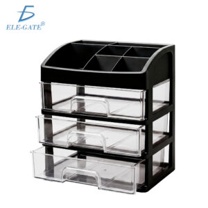 Organizador de Escritorio con 3 Cajones Transparentes Caja Organizadora Multifuncional