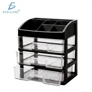 Organizador de Escritorio con 3 Cajones Transparentes Caja Organizadora Multifuncional